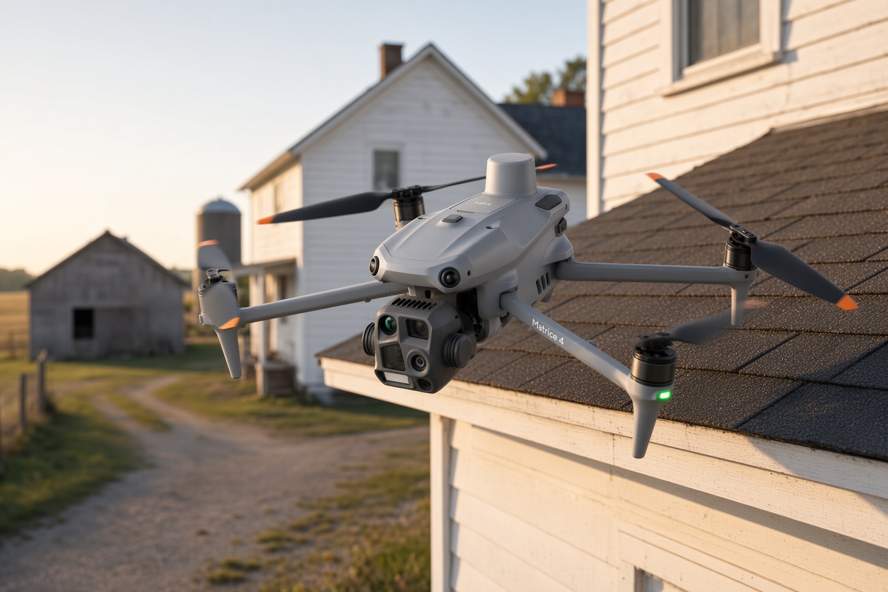 DJI Matrice 4T inspecting a Nebraska farmhouse and barn